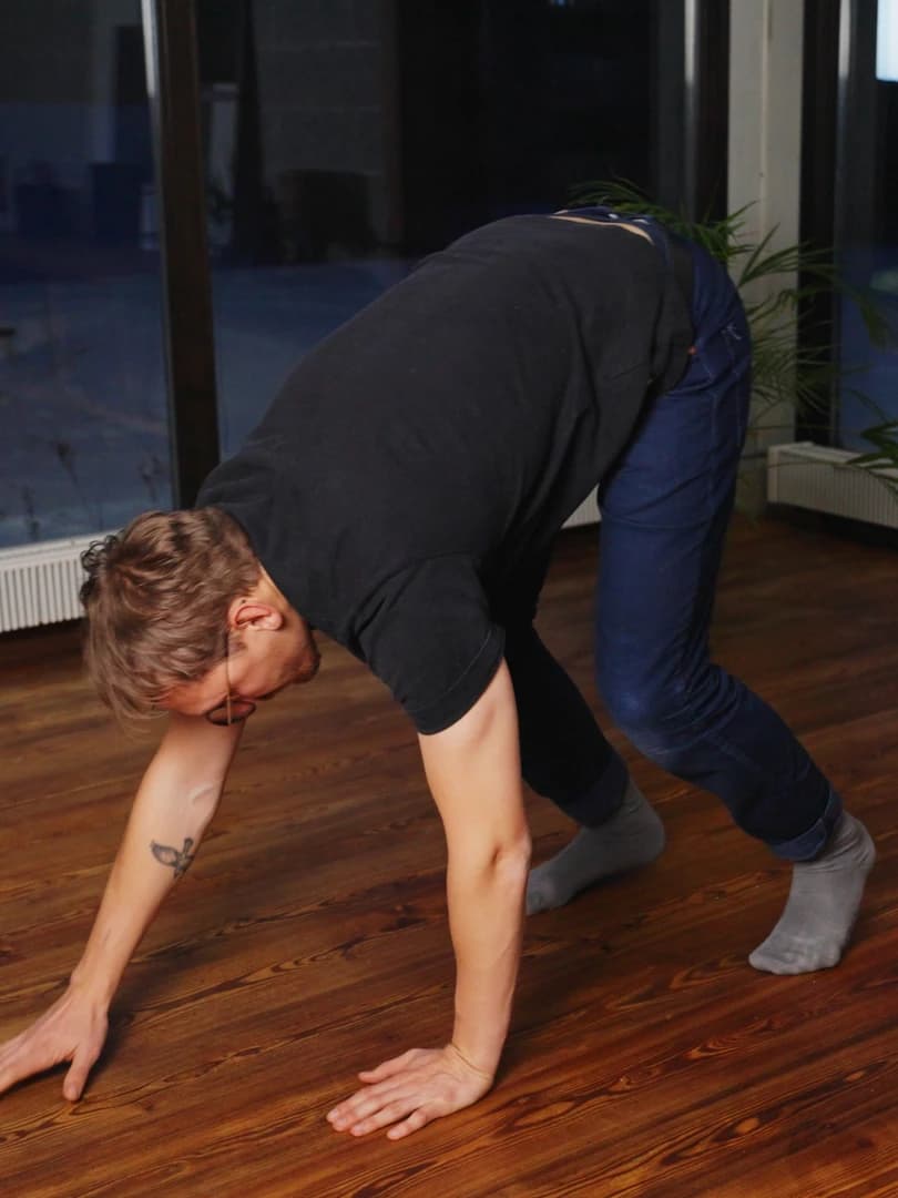 Toddler doing bear walk on hands and feet